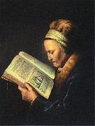 Gerrit Dou Portrait of an old woman reading oil painting on canvas
